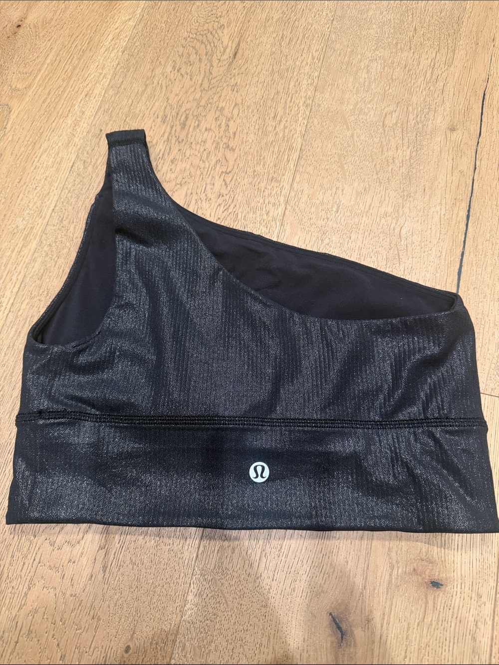 lululemon athletica One-Shoulder Sports Bra in Black with Subtle Sheen